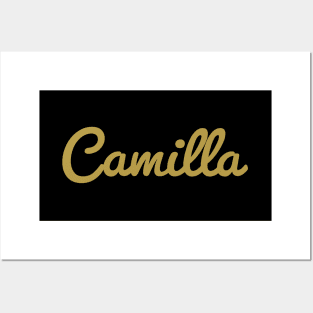 Camilla Cursive Script Typography Gold Text Posters and Art